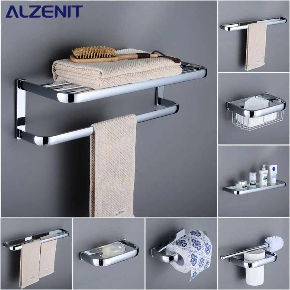 

Towel Rack Bright Silver Chrome Plated Brass Shelves Toilet Paper Holder Bars Hooks Bath Hardware Pendant Bathroom Accessoires