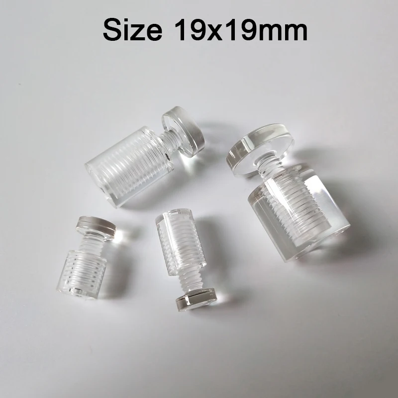 

500PCS/LOT 19X19mm Clear Glass Standoff Pins Acrylic Advertising Nails Screws Sign Billboard Wall Mount Fastener Fixing Fittings