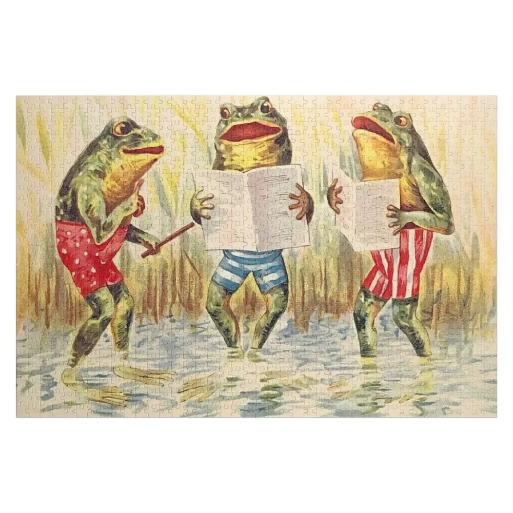 

FROG SINGING TRIO : Vintage Entertainment Print Jigsaw Puzzle Custom Child Gift Personalized Gift Personalized Gift Ideas Puzzle