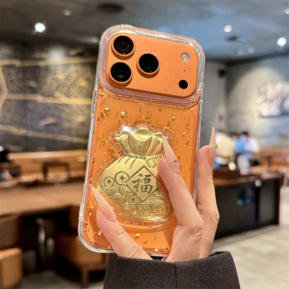 Bling Bling Glitter Gold Shockproof Clear Phone Case - Soft Protective Cover