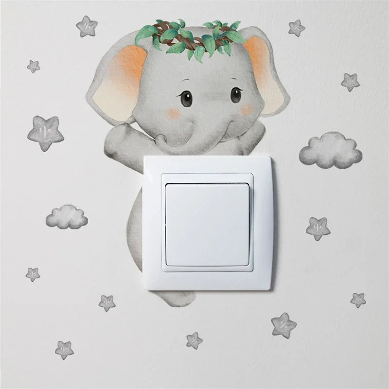 Luminous Giraffe Bear Elephant Star Switch Sticker Kid Baby Bedroom Decoration Self-adhesive Home Decor Wallpaper Wall Decals luminous wall stickers wall stickers vinyl decal stickers