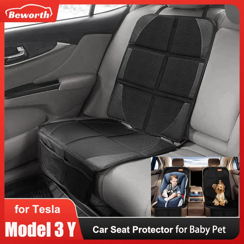 Protector de funda de asiento para Tesla Model 3 Y Juniper Highland 2025, cojín para asiento trasero de bebé, alfombrilla protectora de cuero PU Oxford