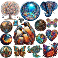 Wooden Puzzle - Adult Unique Alien Advanced Wooden Puzzle Gift - Happiness Tree, Ocean World Animal Jigsaw Puzzles Family Game 1