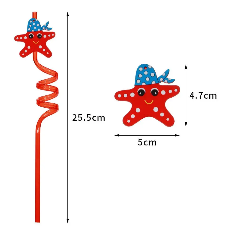 8Pcs Reusable Drinking Straws Cartoon Ocean Biology Plastic Straws Beverages Coffee Wedding Event Party Supplies Kid Toy