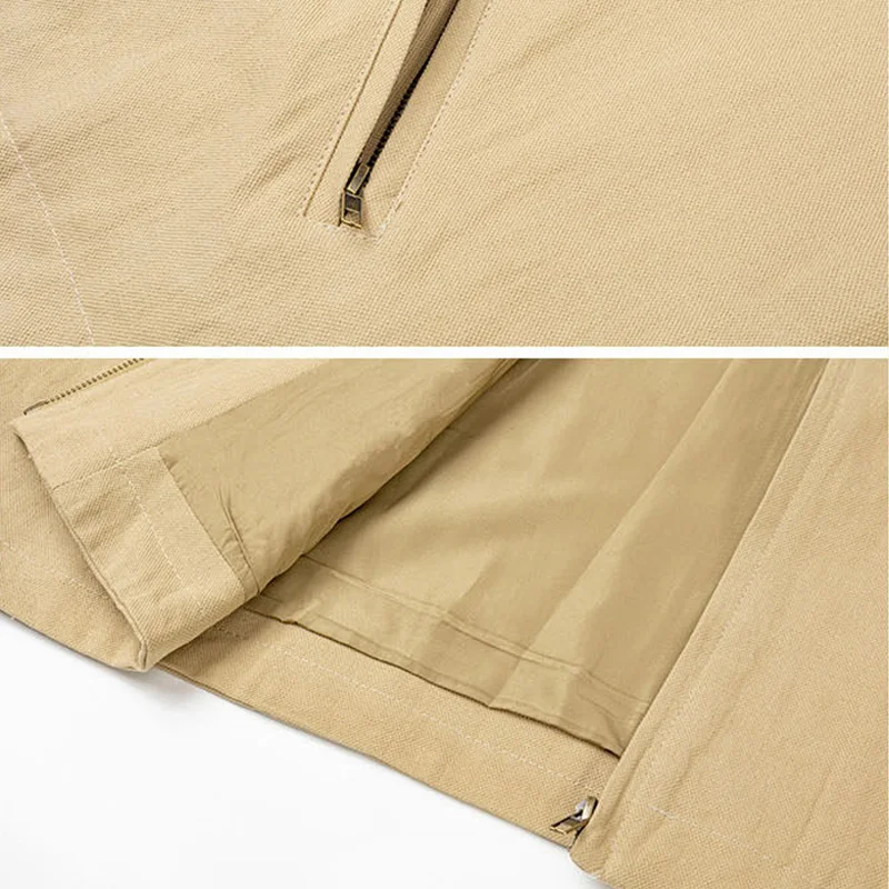 Men Splice Leather Collar Loose Casual Streetwear Fashion Brand Vintage Short Cargo Jacket Techwear Coat Cityboy Outerwear 6