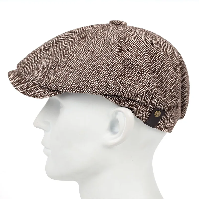 Plaid Beret casual hat beret hat woolen beret wool caps Men's Casual Hat Three Beret