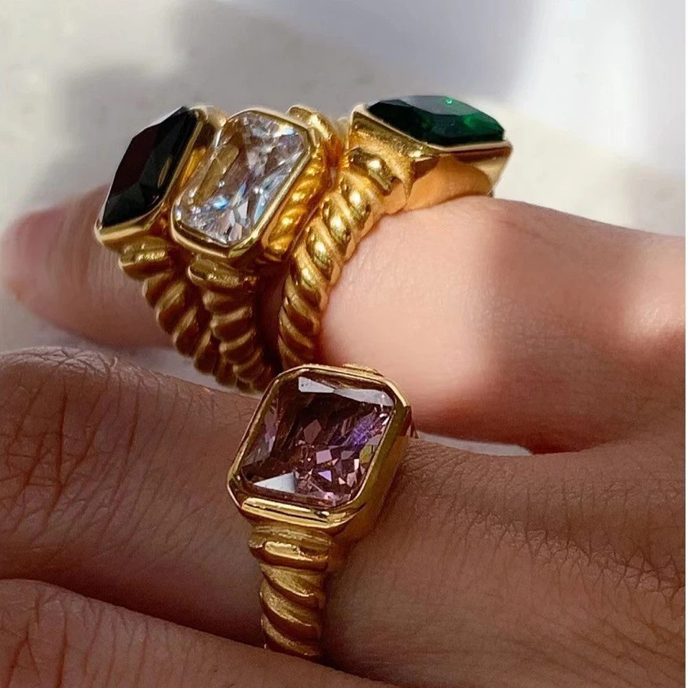 FB Jewels - Juego De Anillos De Compromiso De Boda De Oro Amarillo De 14 Quilates Para Mujer, Diseño De Princesa Redonda Con Diamantes De Talla I1-I2, Color H-I, Oro Amarillo