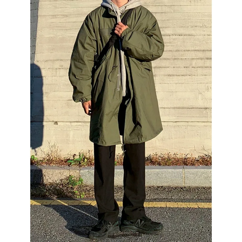 

Winter Thickened Cotton Coat Mid Length Windbreaker Men's Korean Versatile INS Trendy Loose Japanese Cotton Coat