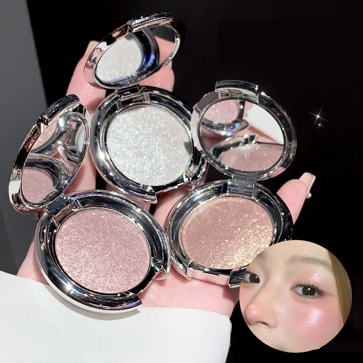 Diamond White Highlighter Palette Pink Cream Waterproof High Gloss Glitter Body Highlight Eyeshadow Brighten Face Contour Makeup