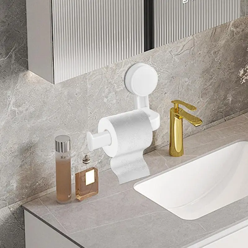Toilet Paper Holder Suction Multi-Purpose Suction Toilet Paper Bracket Stick-On Bathroom Tissue Holder with Thickened Design toilet paper holder toilet roll holder