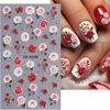5D Embossed Nail Stickers Valentine‘s Day Red Rose Flower Self-Adhesive Sliders Decals Simple Ladies Manicure Decoration Foils 3