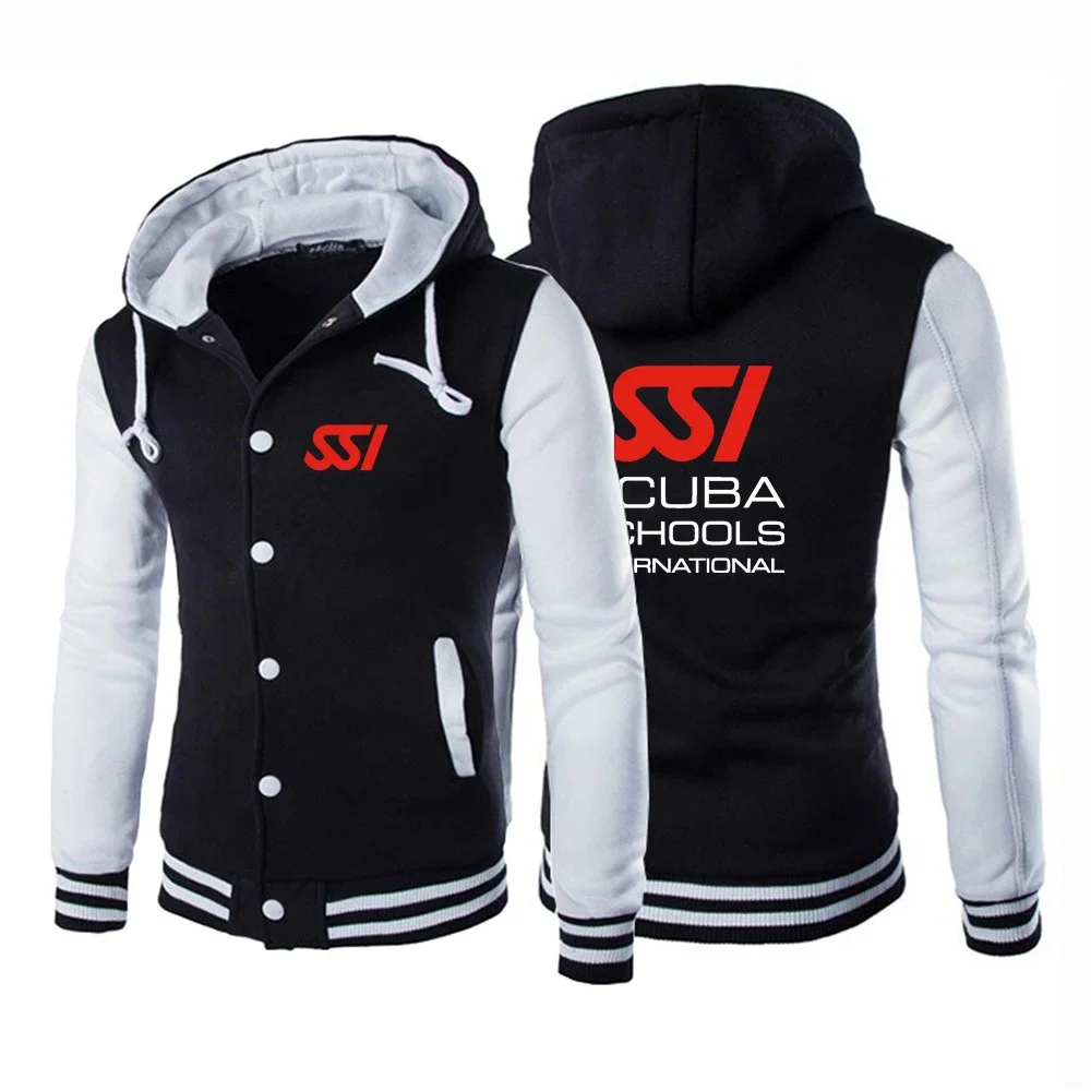 

2024 New Man's Fashion Scuba Diving Dive SSI Printing Baseball Uniform Cotton Hoodies Single-Breasted Classic Sweatshirt Coat