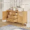 High Gloss Sideboard Buffet Burl Wood 60'' Cabinet Buffet Table with 3 Drawers & 2 Closed Storages, Mid-Century Modern Sideboard 4