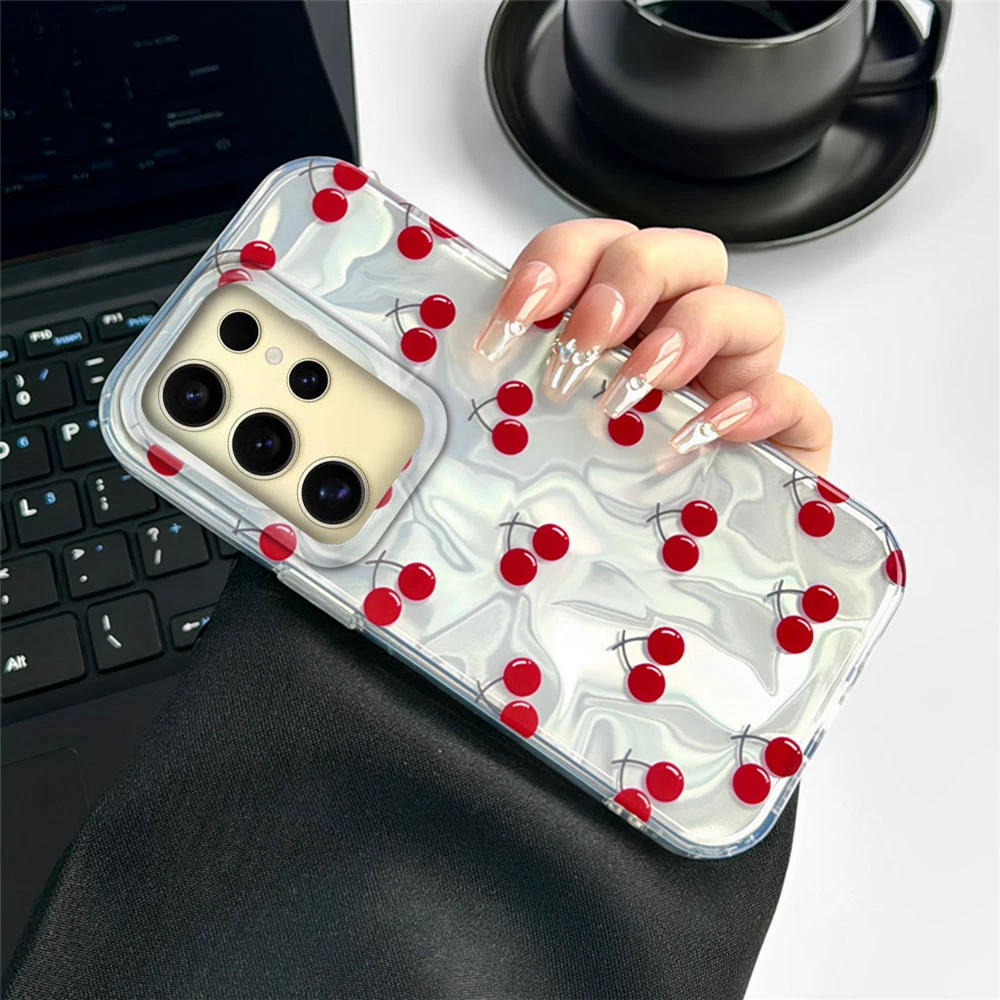 Summer Fruit Cherry Silicone Phone Case - Red