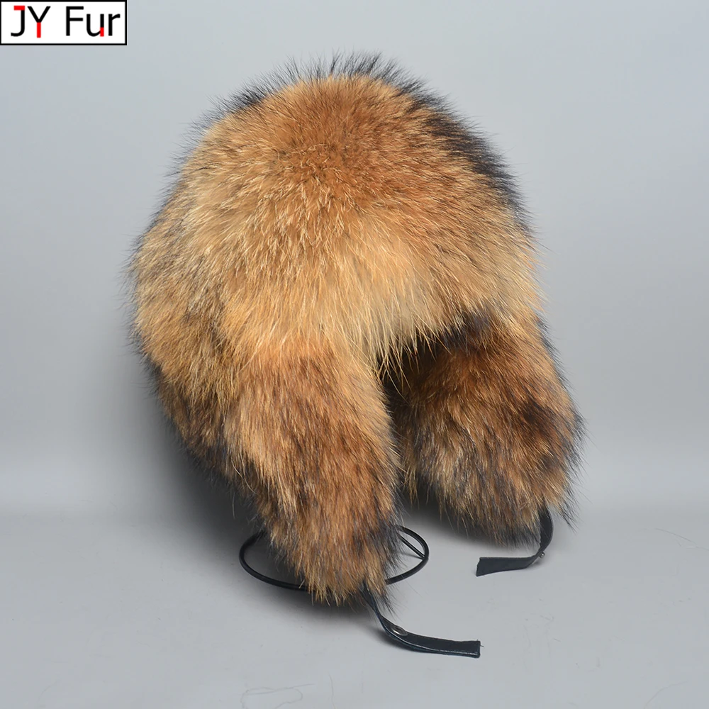 

Men Real Fox Fur Beanies Hat Mongolian Hat Unique Process Fox Tail Design Luxury Winter Warm Hats For Fashion Men Bomber Hat