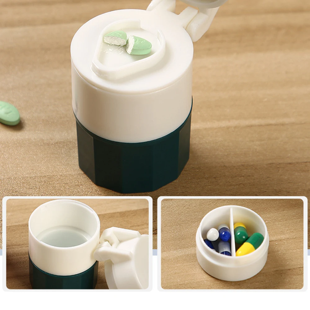 Pill organizer 4 In 1 Portable Medicine Splitter Powder Grinder Cutter Box Storage Drug Container Pillbox