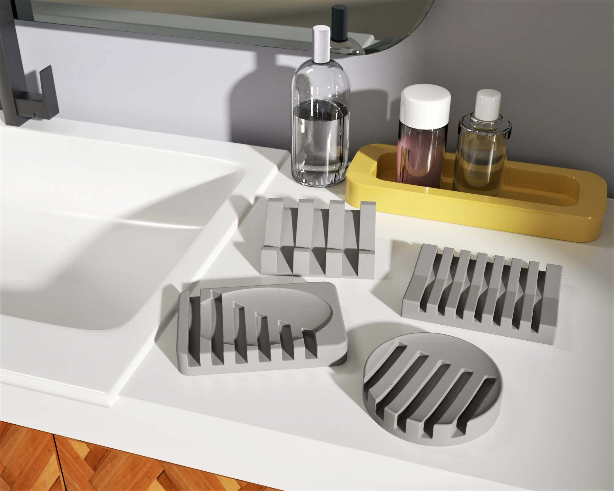 NicoleConcreteSoapDishMoldGeometricSiliconeMoldsforCementSoap