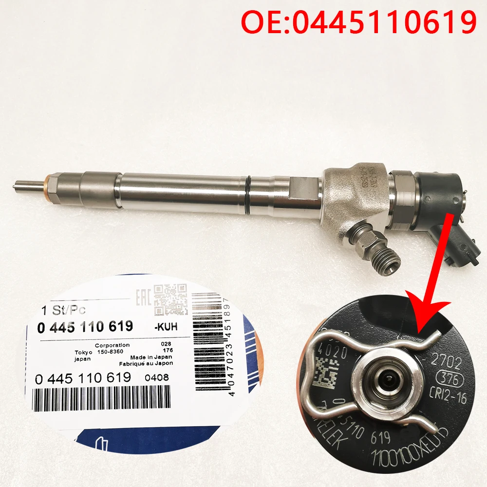 For 0 445 110 619 Diesel Brandstofinjectie Mondstuk 0445110619 Common Rail Injector Set 0445 110 619 Voor Bosch 1100100xed15