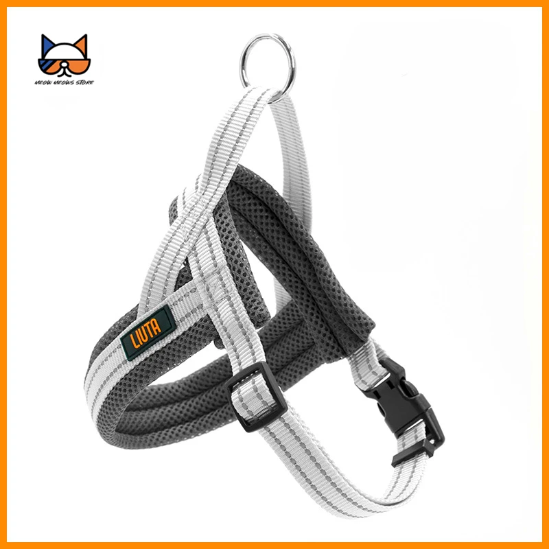 

Reflective Dog Harness Collar Leash - No Pull Pet Adjustable Back Clip Halter Basic Collar Leads for Training Easy Walk Running