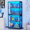 Display Cabinet with Glass Doors, 4-Tier Curio Cabinet&Bookcase with 3 Color Light for Collectibles, Toys, Books 1