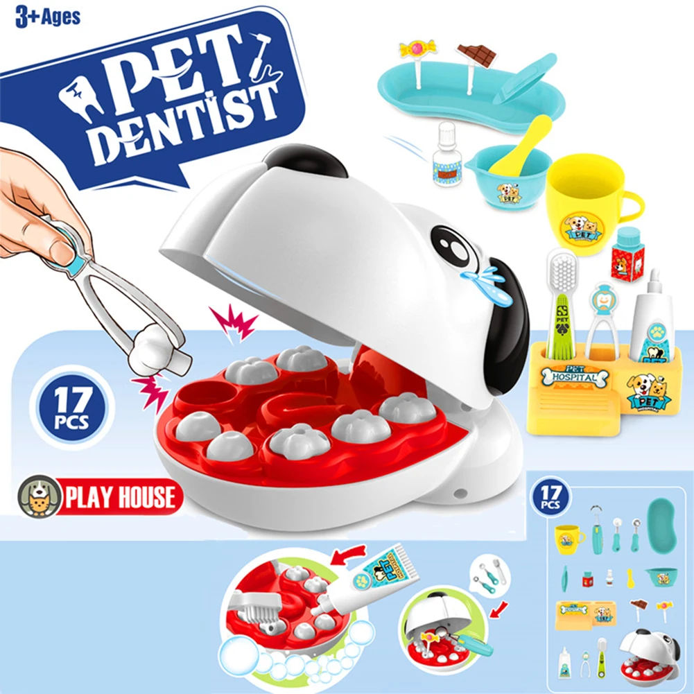 Children Pretend Play Dog Dental Doctor Toy Simulation Dog Tooth