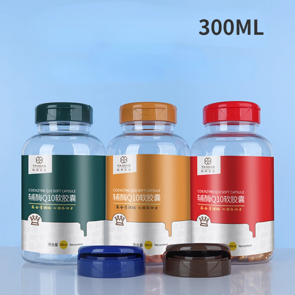 

300ml Transparent Plastic Bottle Flip Type Capsule Liquid Metal Powder Empty Sample Cream Jar Candy Pot Kitchen Containers 10PCS