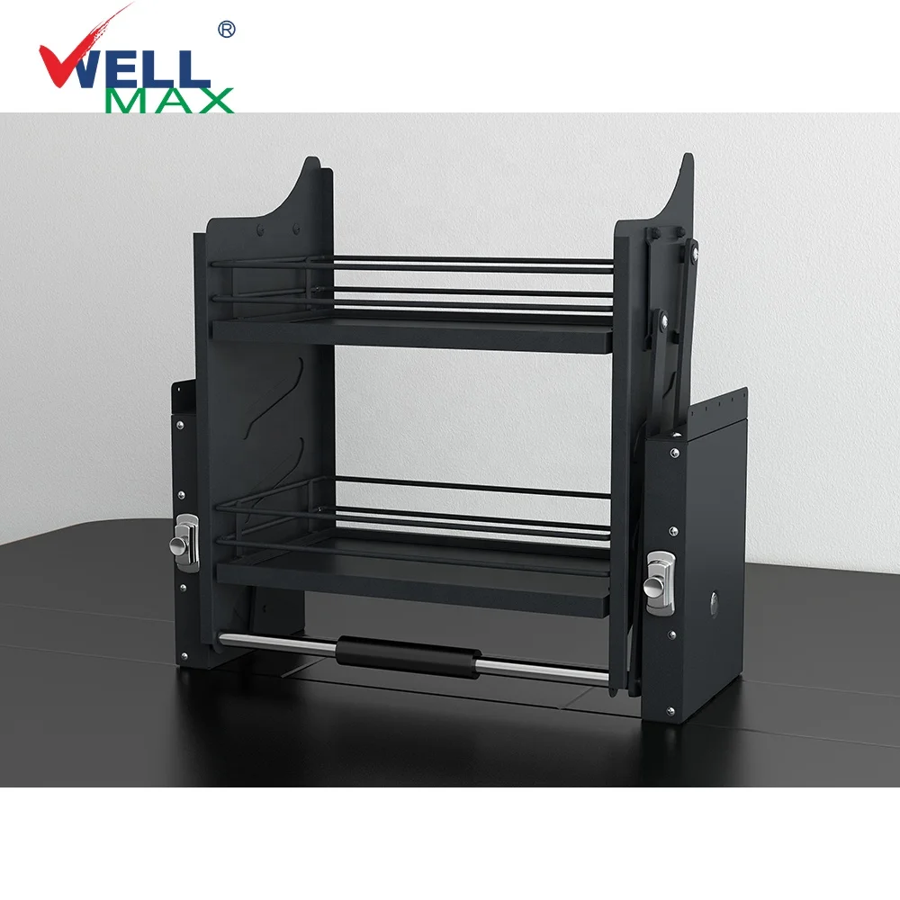 WELLMAX Kitchen Wall Cabinet Chrome Support Kitchen Cabinet Afterburner Pull Down Lift Basket