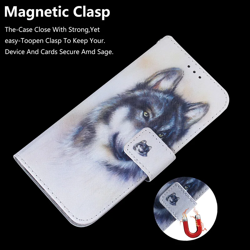 Stylish Painted Flip Leather Magnetic Phone Case Cover