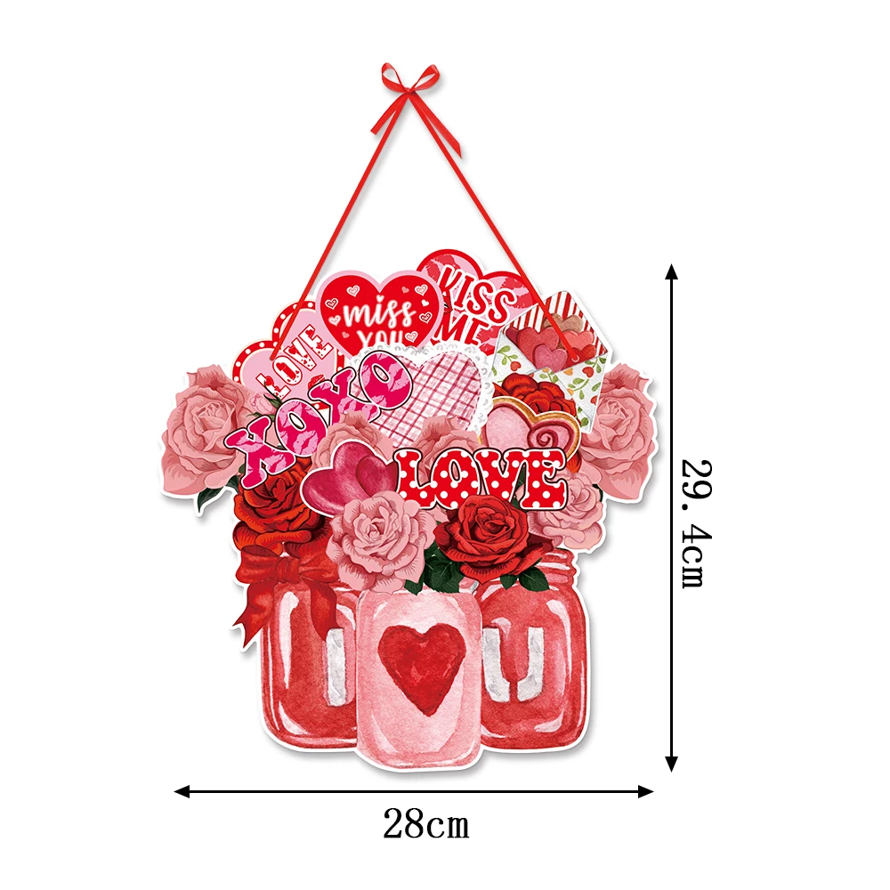 Valentinstag Hängende Dekoration Papier Liebe Herz Rose Anhänger Valentinstag Hause Tür Restaurant Banner Ornament Hochzeit – Detail 4