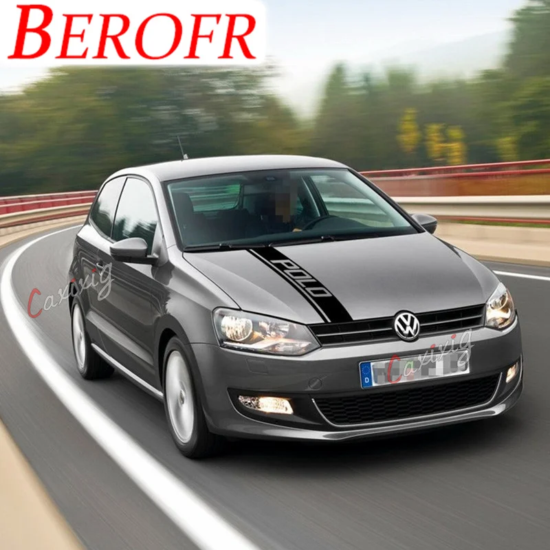 Car Hood Bonnet Sport Stripes Per Volkswagen Polo Gti-R Line-R Wrc-Tsi Racing Styling Auto Engine Cover Decor Sticker Decalcomanie Fai Da Te