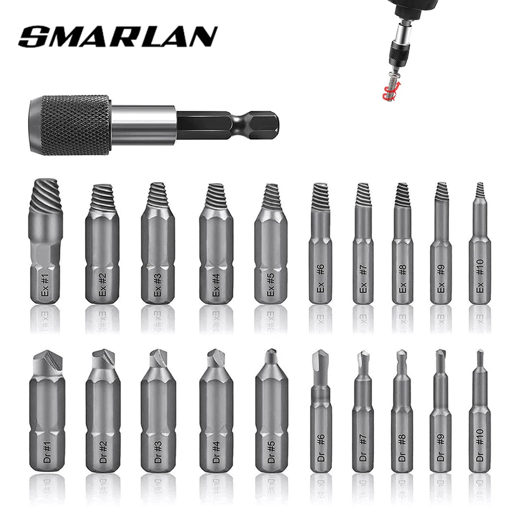 Damaged Screw Extractor Remover Drill Bit Set Disassemble Screws Bolt Stud Slip Teeth Demolish Stripped Broken Remover Tools 5pcs broken bolt stud remover tool woodworking s2 damaged screw extractor drill bit set