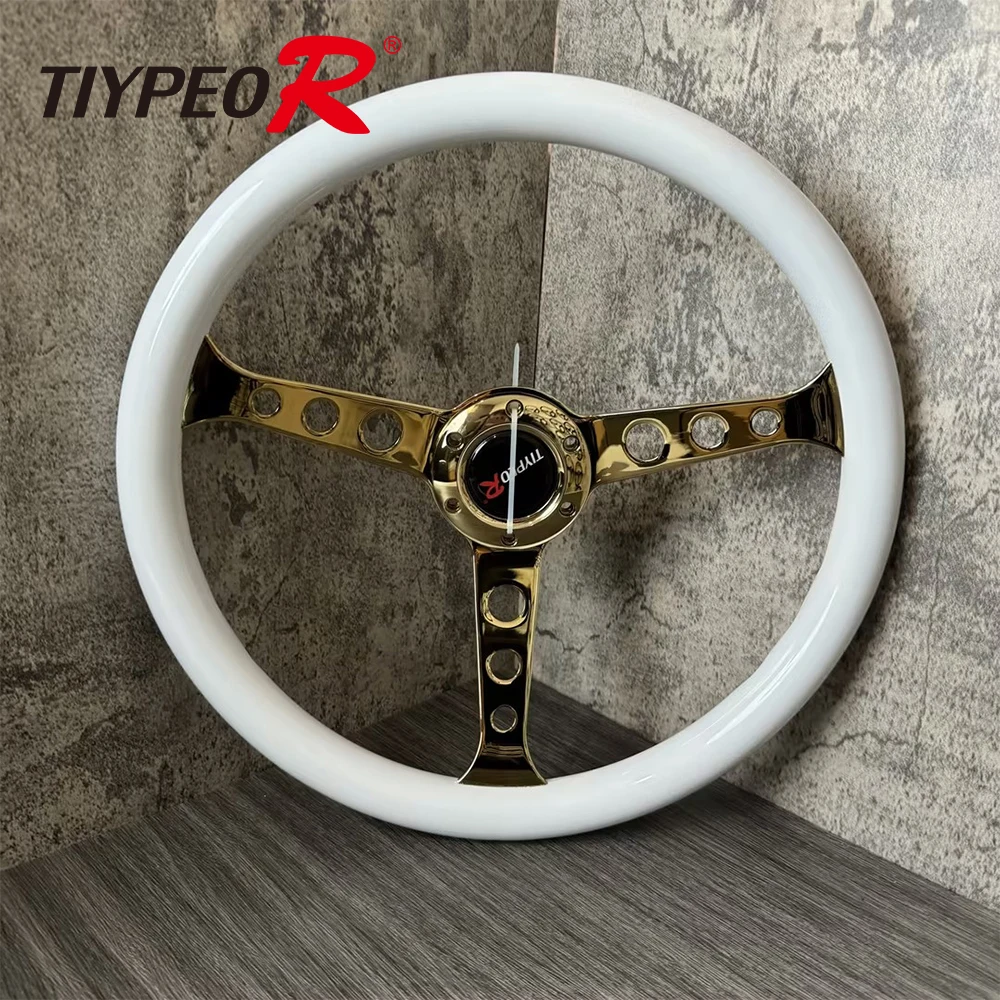 

15 inch 380mm ABS white grip gold bracket car steering wheel racing simulator steering wheel drift steering wheel