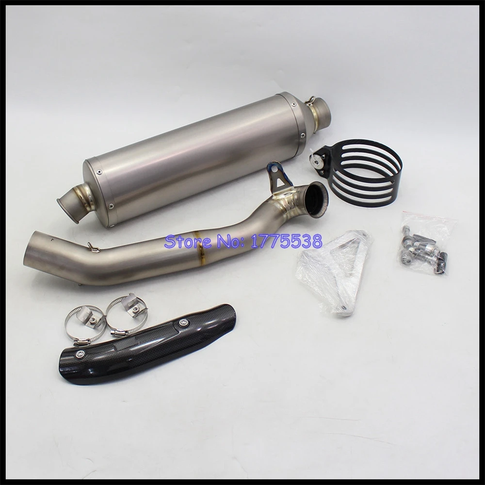 For KTM 890 SMT 2023 Titanium Alloy Motorcycle Exhaust Escape moto Muffler Can Middle Link Pipe with Carbon Shield Cover Clamp - Image 3