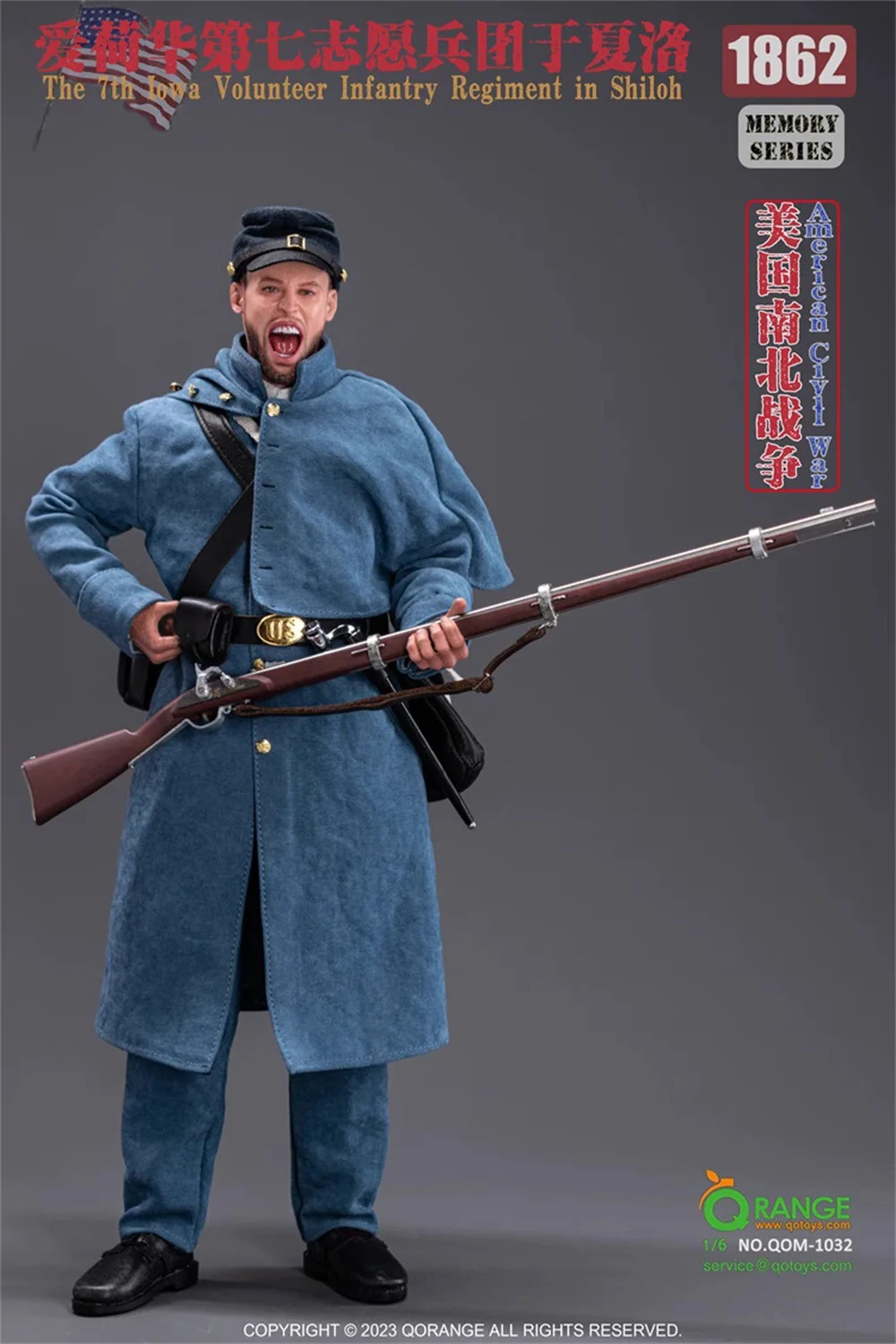 1/6 QORANGE QOTOYS QOM-1032 Memory Series US. Civil War The 7th Volunteer Figure Soldier Dressing Suit Weapon Full Set Action