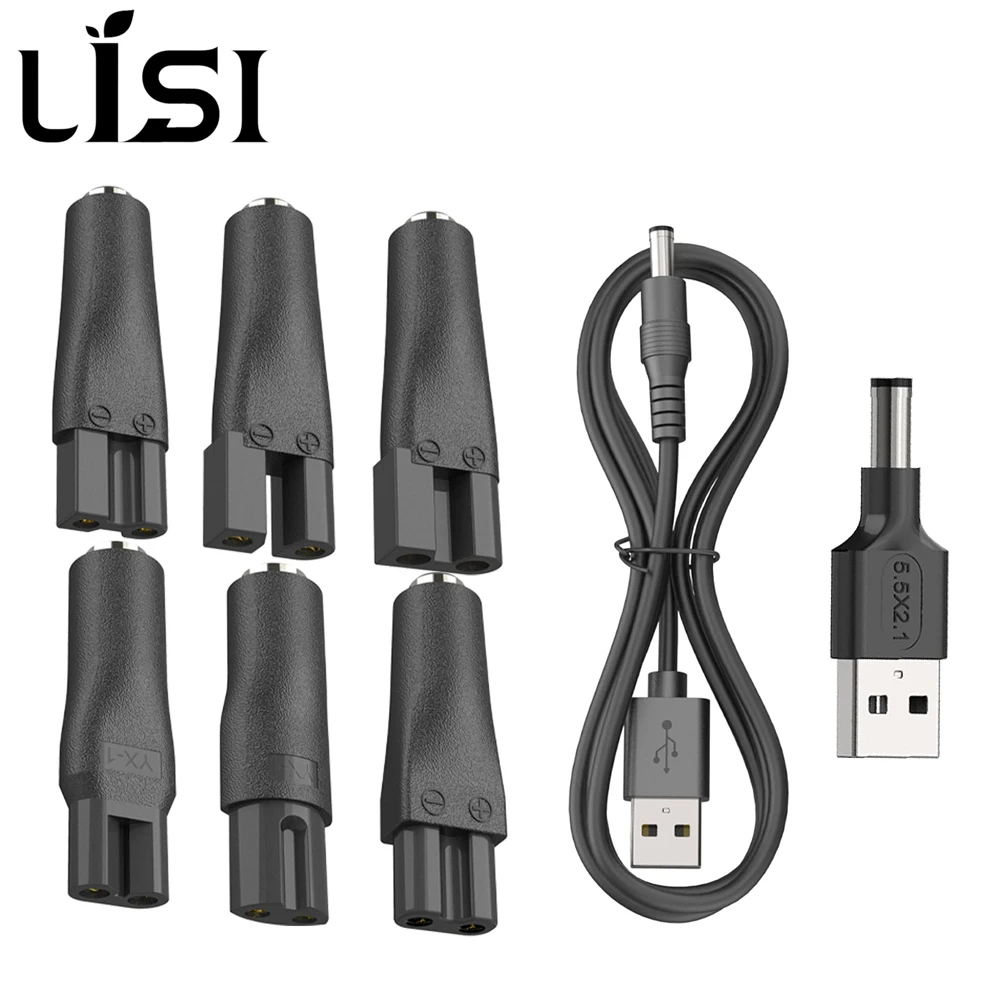LISI 8 pièces cordon d'alimentation 5V chargeur de remplacement universel adaptateur USB pour tous les types de tondeuses à cheveux tondeuses à barbe rasoirs lampes de bureau