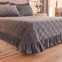 Soft velvet thicken winter bed cover Ruffle bed Plaid Linens Bedspread on the bed blanket quilt Bedspreads for double bed sheet 4