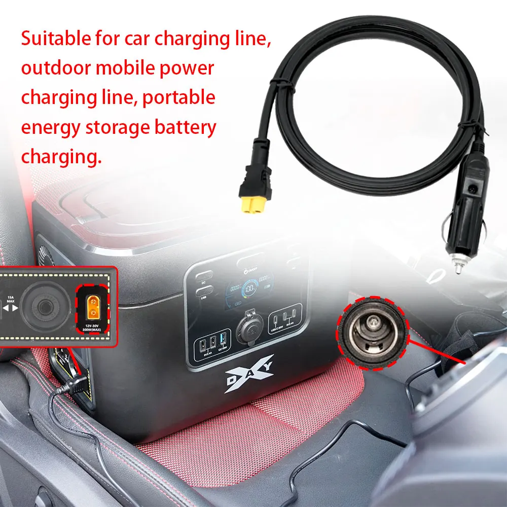 Car Cigarette Lighter Portable Charging Cable 1.5M For Cars/Trucks Power Station Solar Cigarette Lighter Adapter