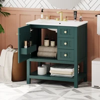 30inch Transitional Style Bathroom Vanity Cabinet Combo with Ceramic Sink 2