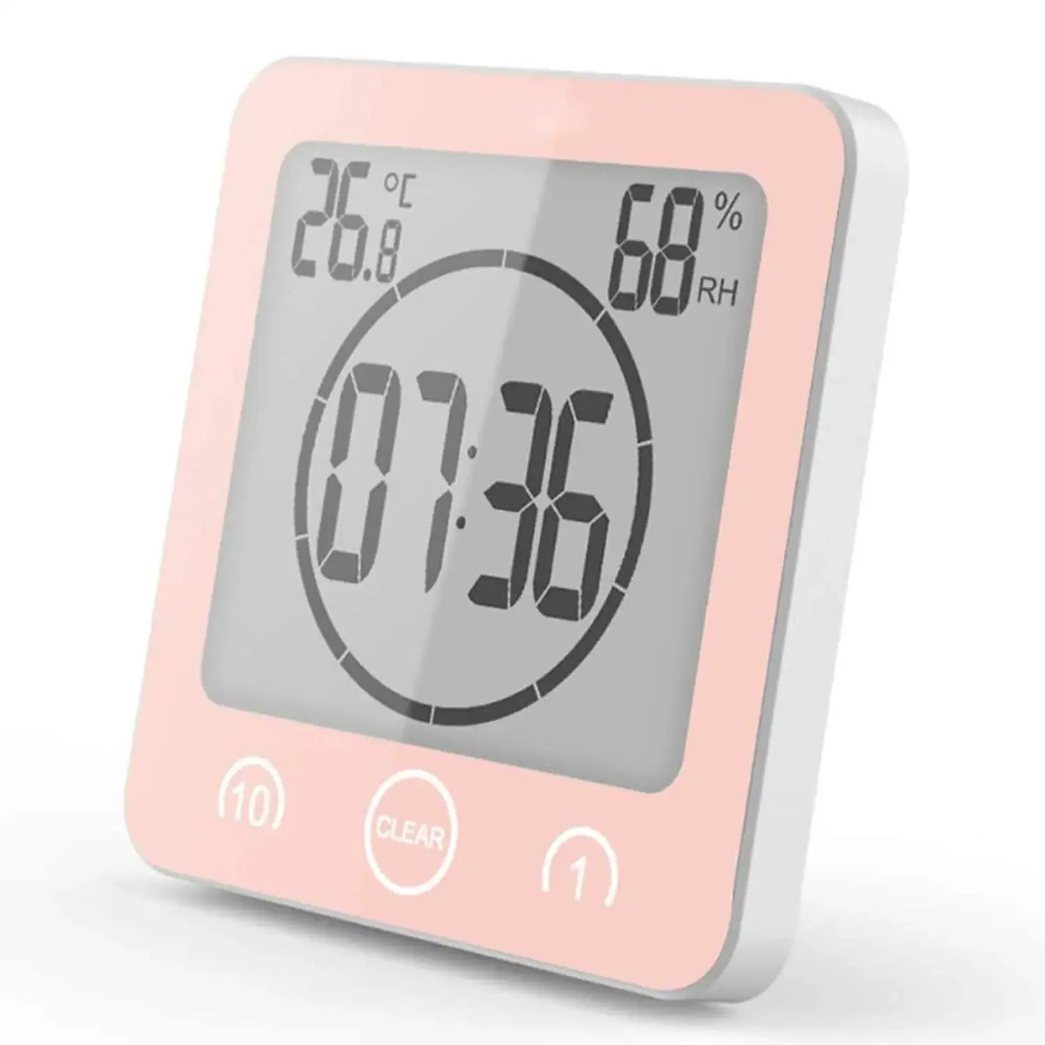 Digital Shower Clock with Timer, Waterproof, Bathroom Clock Displays Time and Temperature, Battery Operated