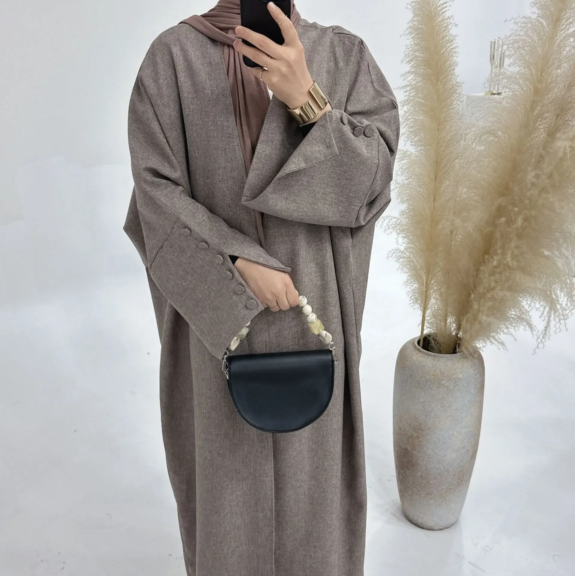 2024 New Open Abaya for Women Kimono Cardigan Muslim Outwear Casual Loose Abayas Dubai Luxury Ramadan Eid Islam Clothing Kaftan