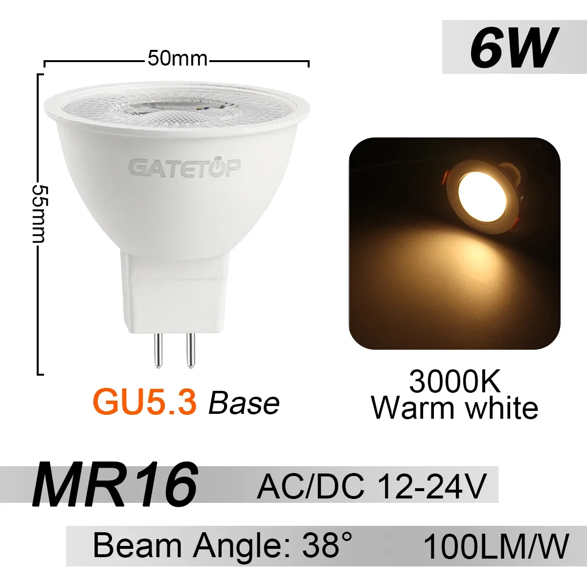 6W 38D 3000K