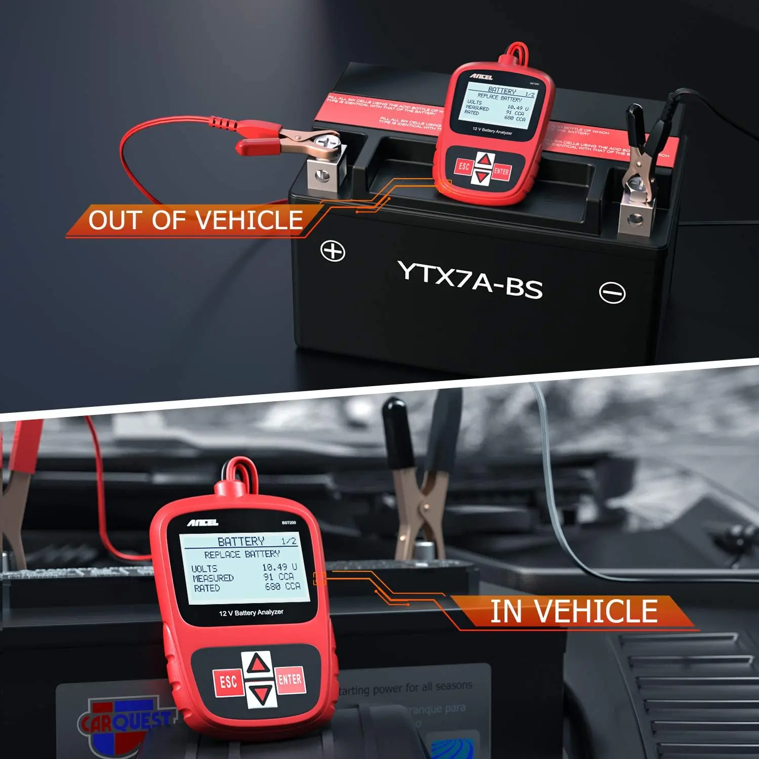 Battery Monitoring Tester ANCEL BST200 12V Car Battery Tester 100-1100 CCA Automotive Battery Analyzer Tool Digital Analyzer for Car Truck Motorcycle