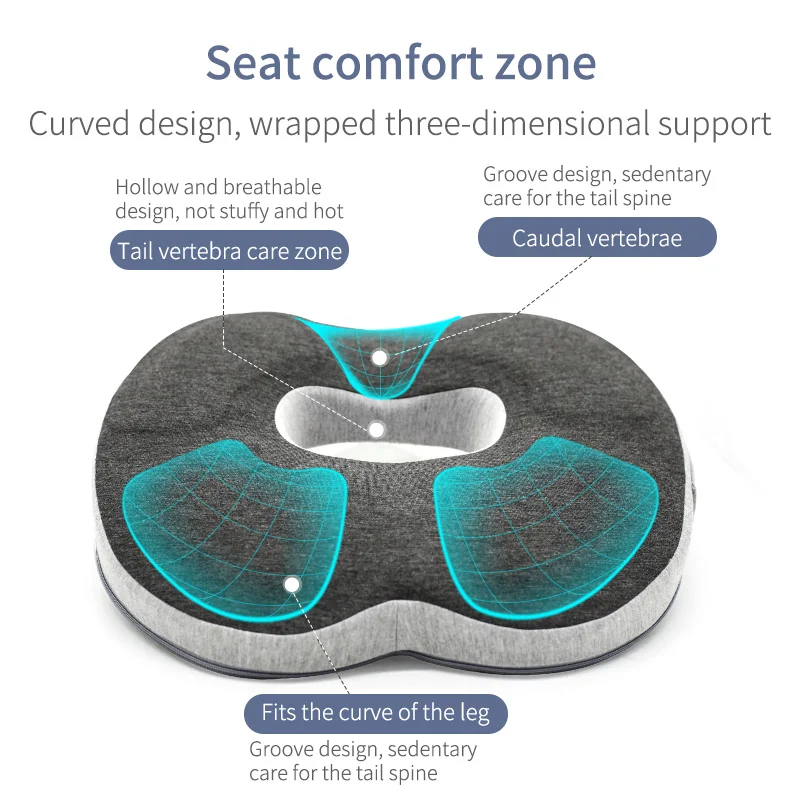 3D Orthopedic Seat Cushion Memory Foam Breathable Office Cushion Tailbone Waist Pain Relief Protect Lumbar Home Car Seat seat cushions