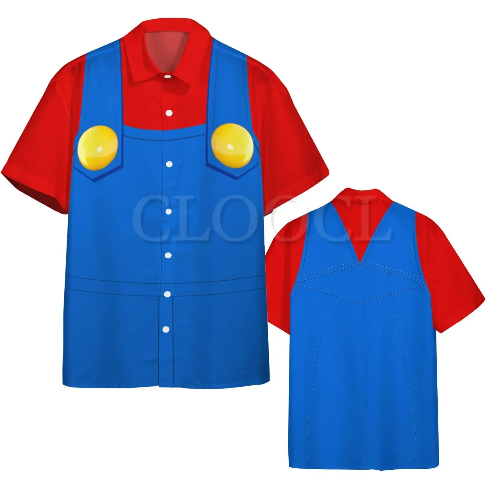 HX Mari Brother Bowser Clothing Red Blue Overall Printed T-shirts Sweatshirts Hoodies Male Female Cosplay Costumes Dropshipping