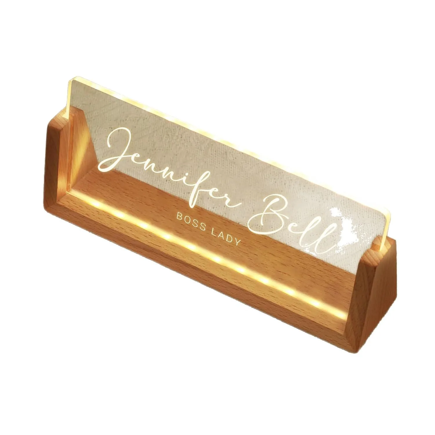 Personalized Office Desk Name Plate Customized Text Pattern Name Desktop Sign Light Festival Gift Acrylic Nameplate