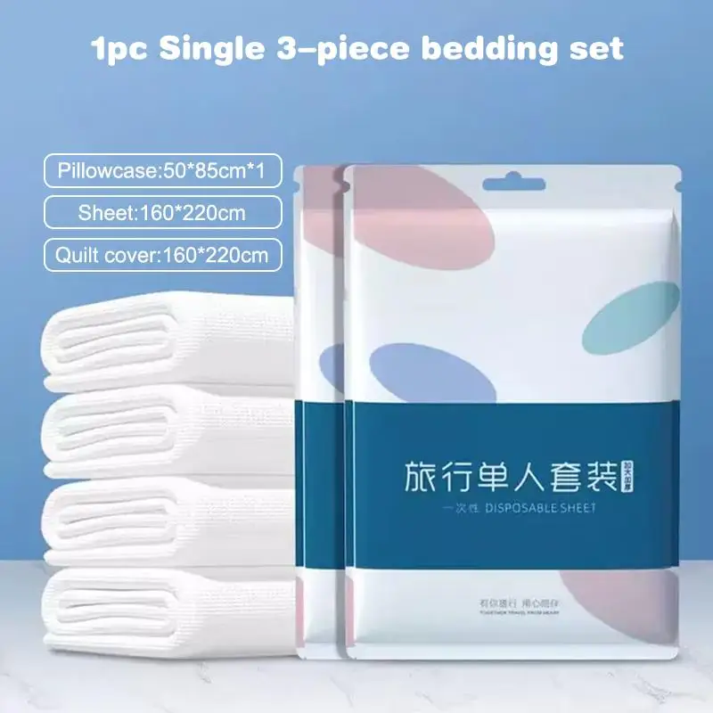 Waterproof Disposable 4-Piece Bedding Set with Extra Thick Nonwoven Sheets - Ideal for Hotels, Clinics, and Travel
