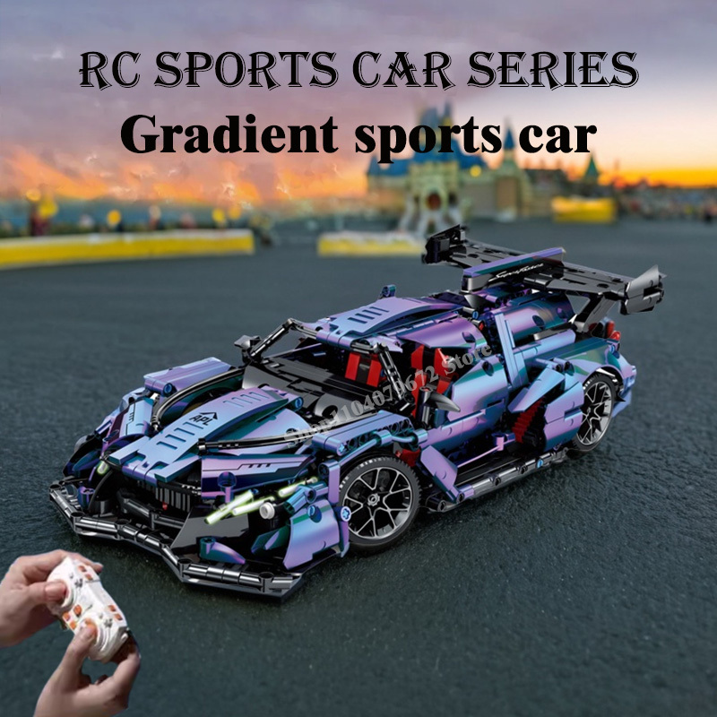 New 108PCS Technology 1:14 Gradient Purple Sports Car Building Blocks Assembly Racing Building Blocks Toy Birthday Gift To boys