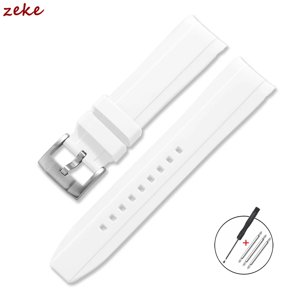 Premium Silicone Sports Watch Band - Soft, Waterproof Curved End Design (20mm & 22mm)