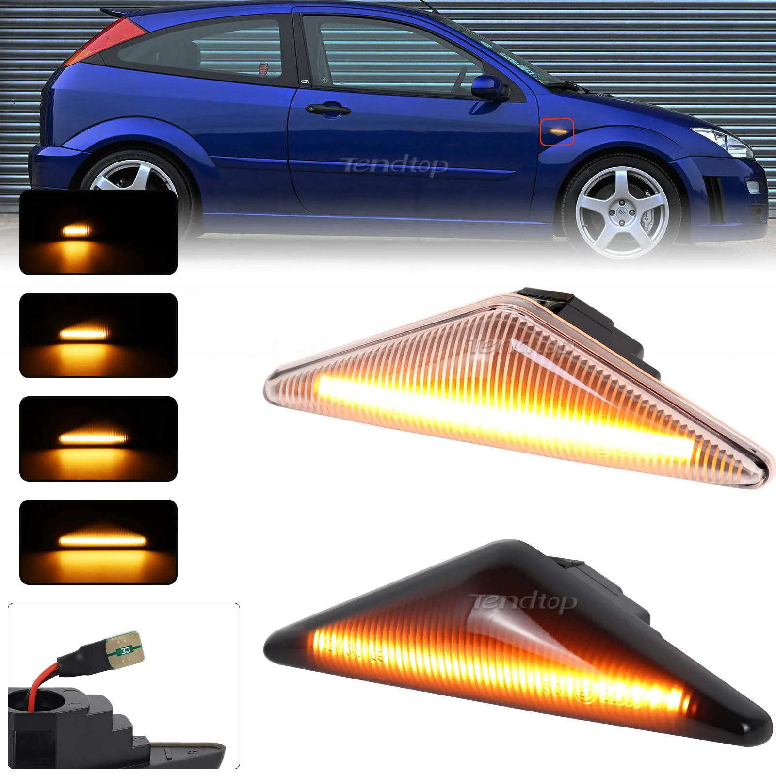 2Pcs LED Dynamic Flashing Turn Signal Light Side Marker Indicator Blinker For Ford Focus MK1 1998-2004 Mondeo MK3 Falcon FG XR6