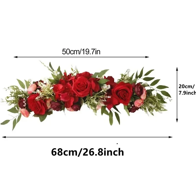 Description Picture 2 of itemNew Exquisite Artificial Rose Flower Row DIY Wedding Flower Wall Decoration Table Center Wed Arch Backdrop Stage Floral